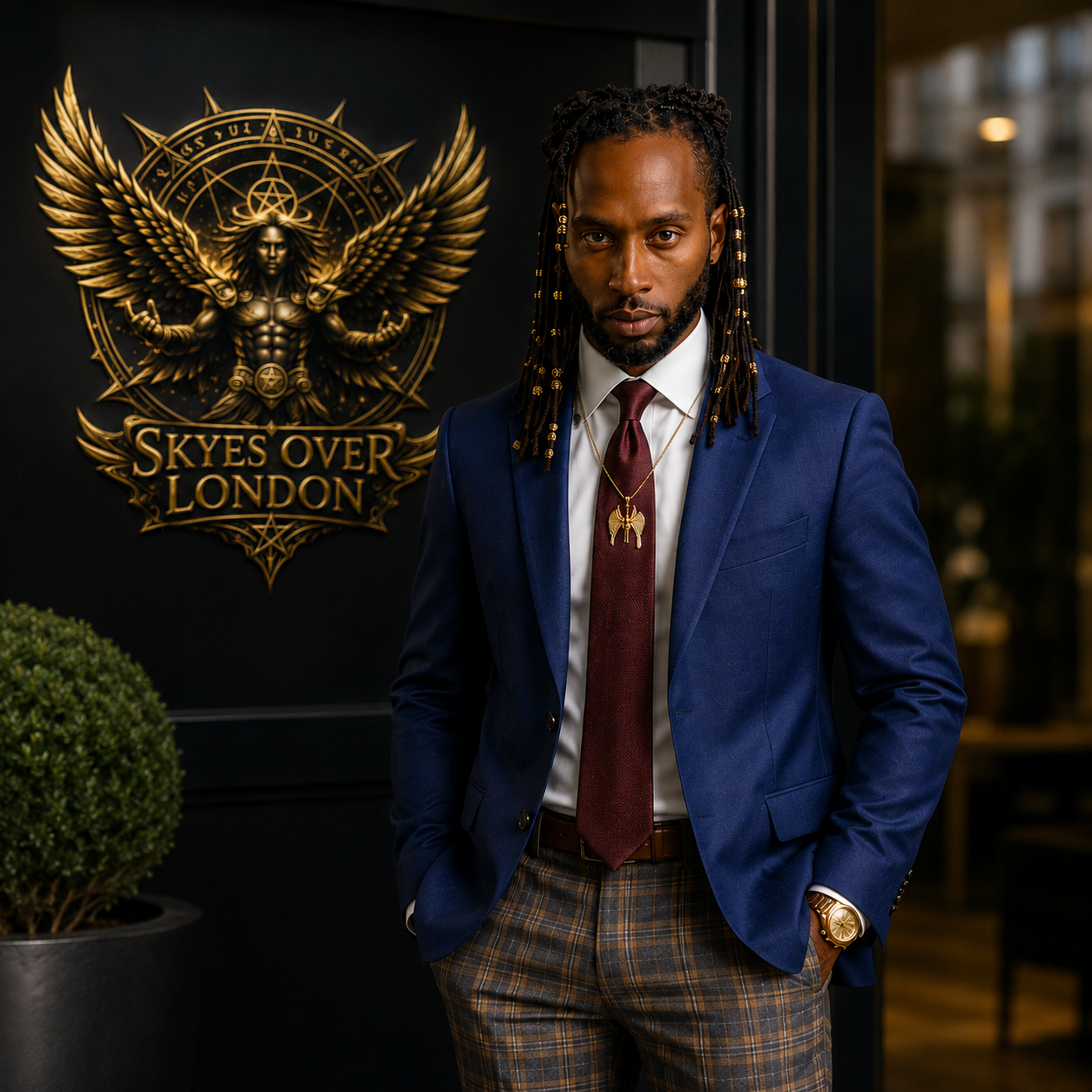 Gray Skyes outside Skyes Over London